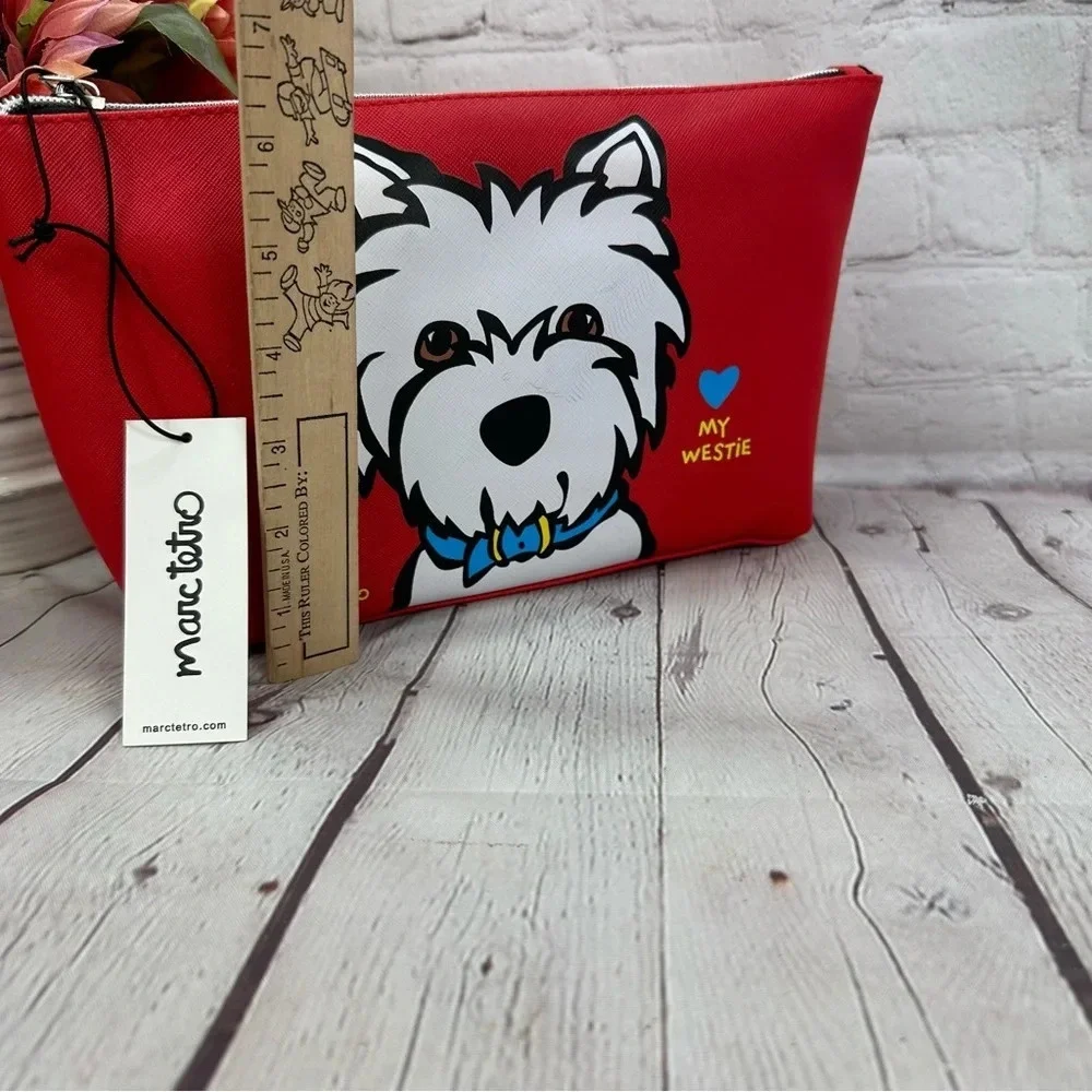 NWT Marc Terri cosmetic makeup travel bag with westie